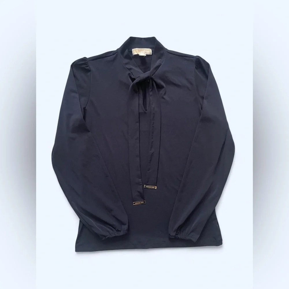 Michael Kors Tie Neck Blouse Navy Women’s‎ size S